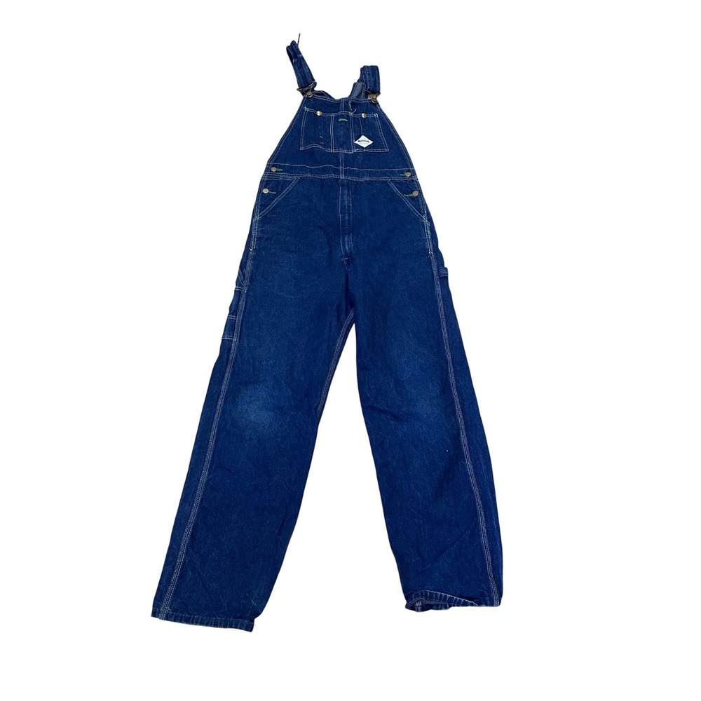 Muleskins Mens Denim Bib Overalls Indigo Blue Workwear Straight Leg 34x32